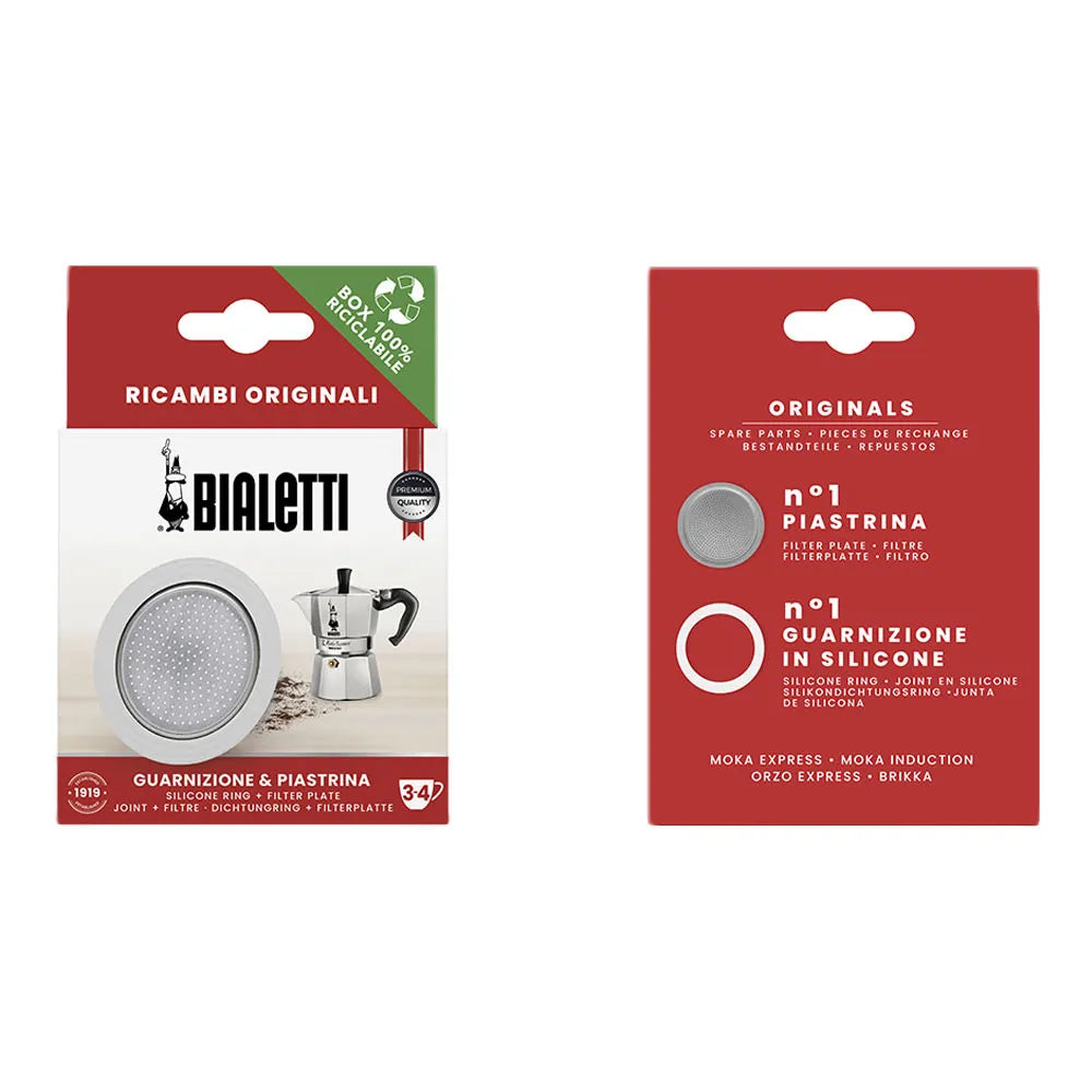 Dichtung und Filterplatte für Bialetti Induktions 3-Tassen-Mokkakannen