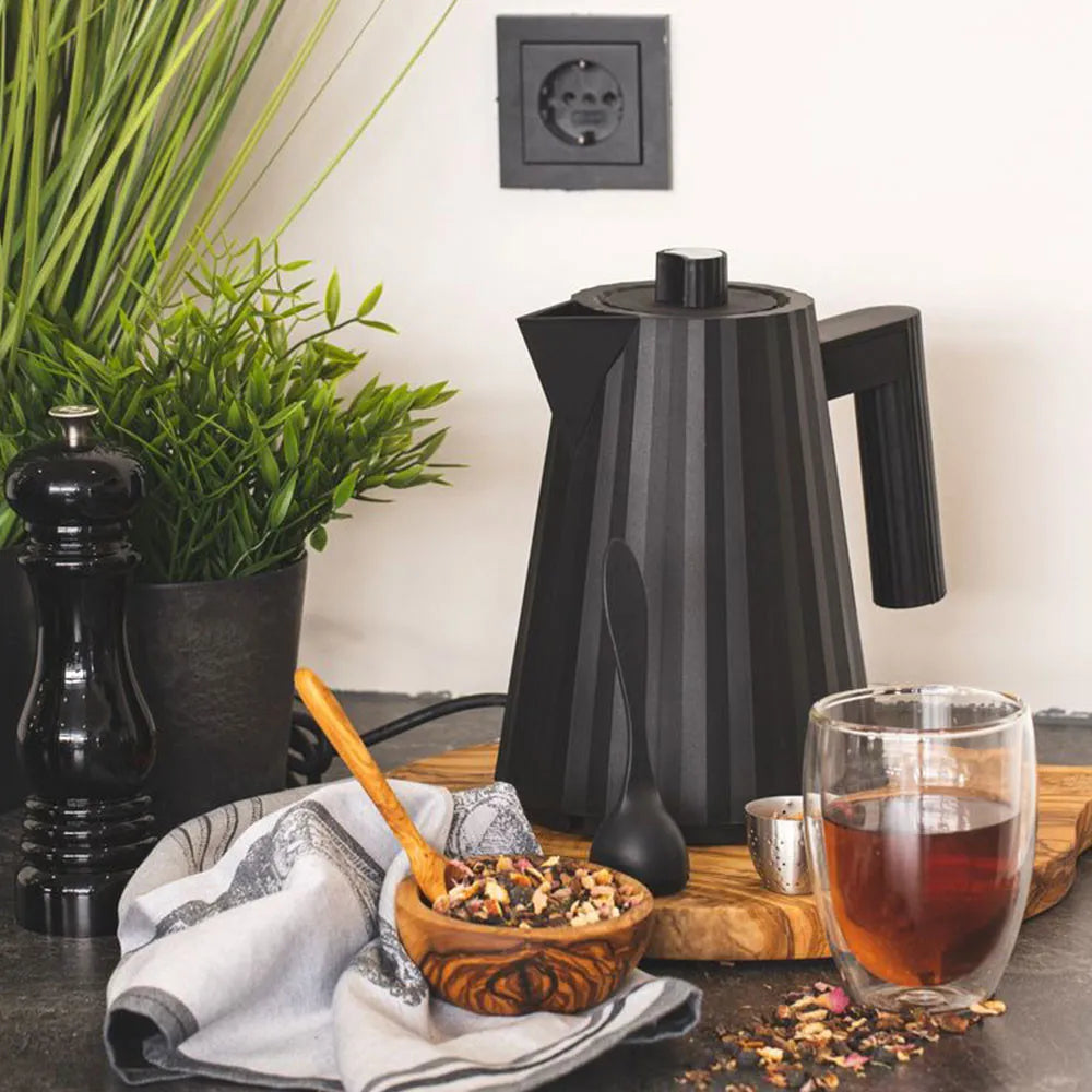 Elektrischer Wasserkocher Alessi Plisse Black, 1 l