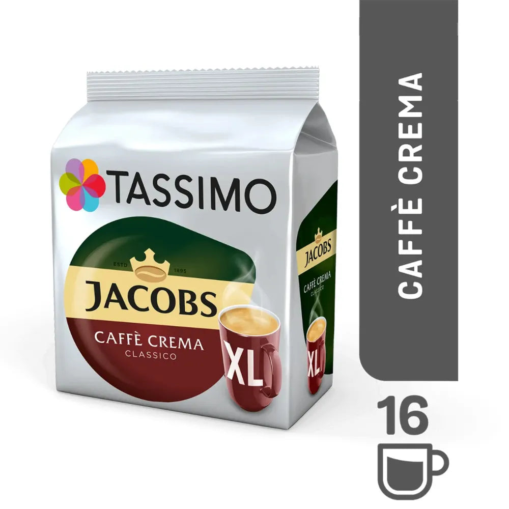 Kaffeekapseln Tassimo Caffè Crema Classico XL (kompatibel mit Bosch Tassimo Kapselmaschinen), 16 Stk.