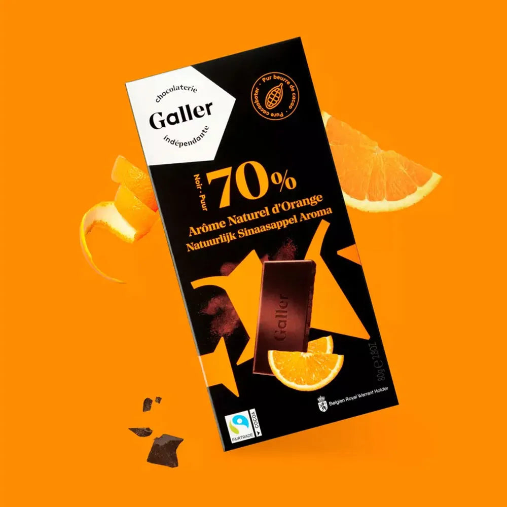 Schokoladentafel Galler Dark Orange 80 g