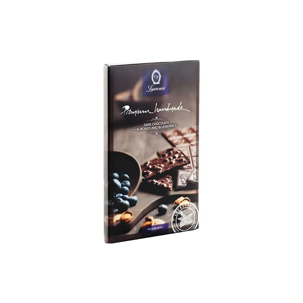 Schwarze Schokolade mit Mandeln und Heidelbeeren Laurence, 80 g
