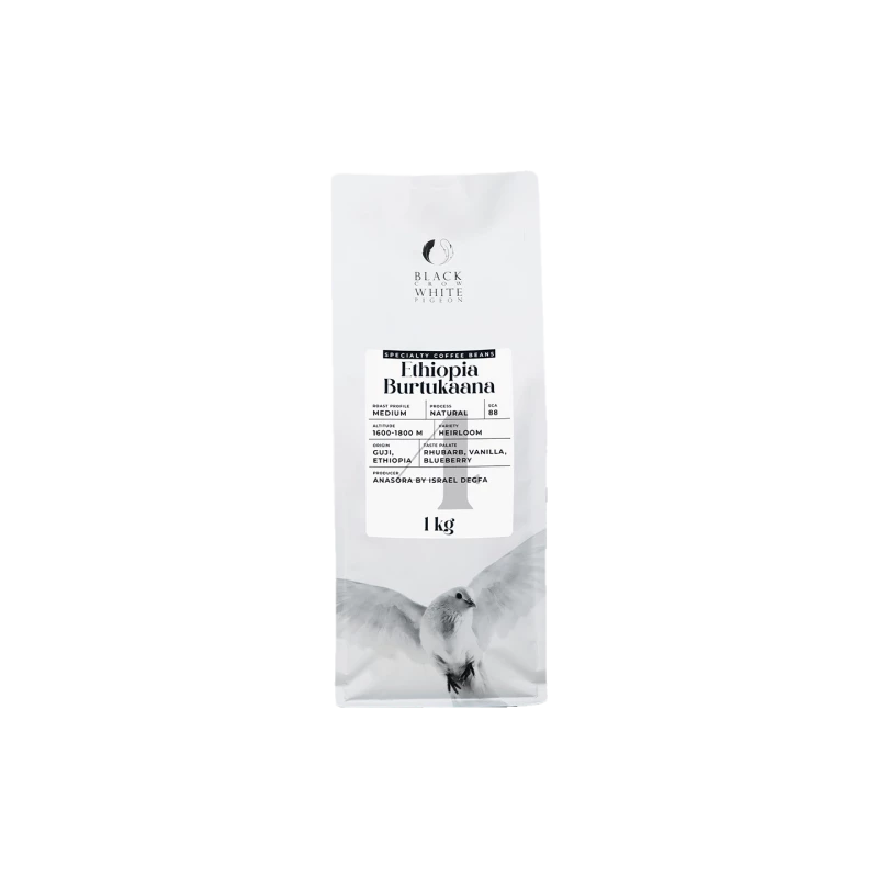 Spezialitätenkaffee Bohnen Black Crow White Pigeon Ethiopia Burtukaana, 1 kg