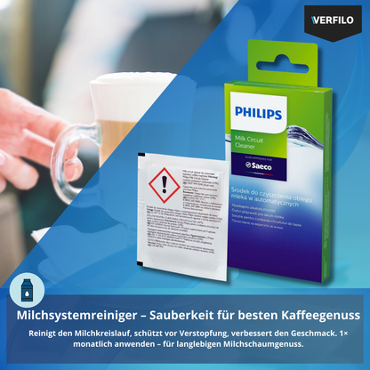 Pflegeset Philips AquaClean: Wasserfilter CA6903/22, Entkalker CA6700, Reinigungstabletten CA6704/10, CA6705/10, Fett HD5061/01, VERFILO Bürste