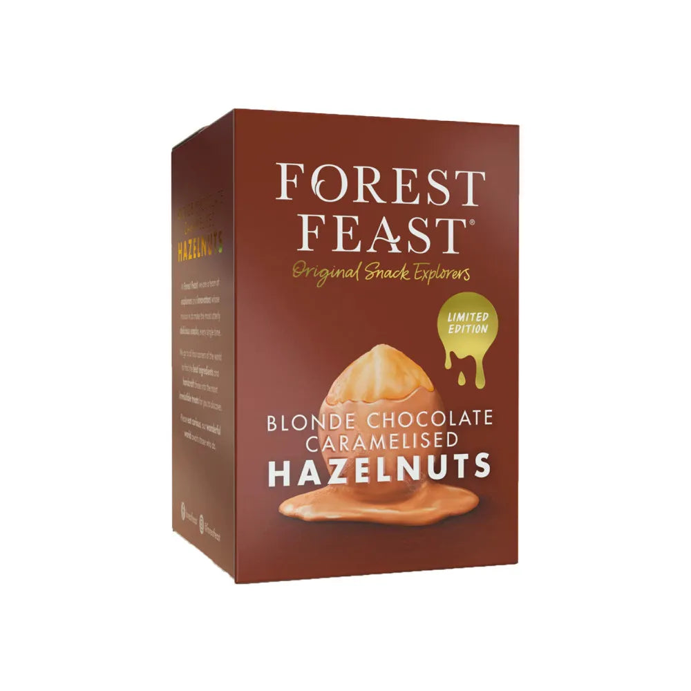 Forest Feast karamellisierte Haselnüsse mit Schokoladenüberzug in einer Geschenktube, 100 g
