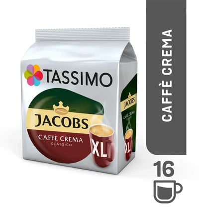 Kaffeekapseln Tassimo Caffè Crema Classico XL (kompatibel mit Bosch Tassimo Kapselmaschinen), 16 Stk.