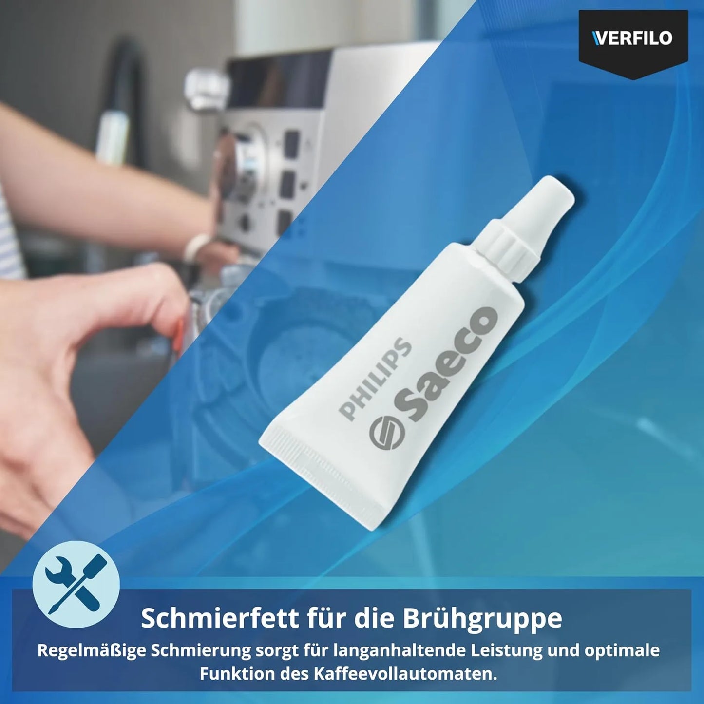 Pflegeset Philips AquaClean: Wasserfilter CA6903/22, Entkalker CA6700, Reinigungstabletten CA6704/10, CA6705/10, Fett HD5061/01, VERFILO Bürste