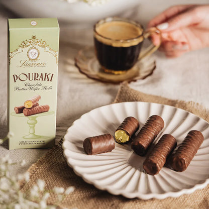 Vollmilchschokoladen-Butterwaffelröllchen mit Pistaziencreme Laurence Pouraki Pistachio, 4 x 30 g
