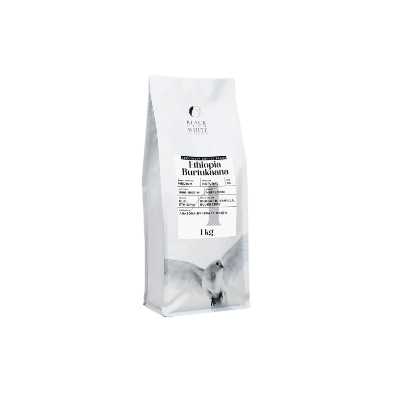 Spezialitätenkaffee Bohnen Black Crow White Pigeon Ethiopia Burtukaana, 1 kg